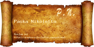 Paska Nikoletta névjegykártya